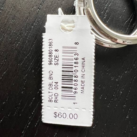 NWT Kendra Scott Bolt Double Band Ring - Silver | Size 8 - Picture 4 of 4